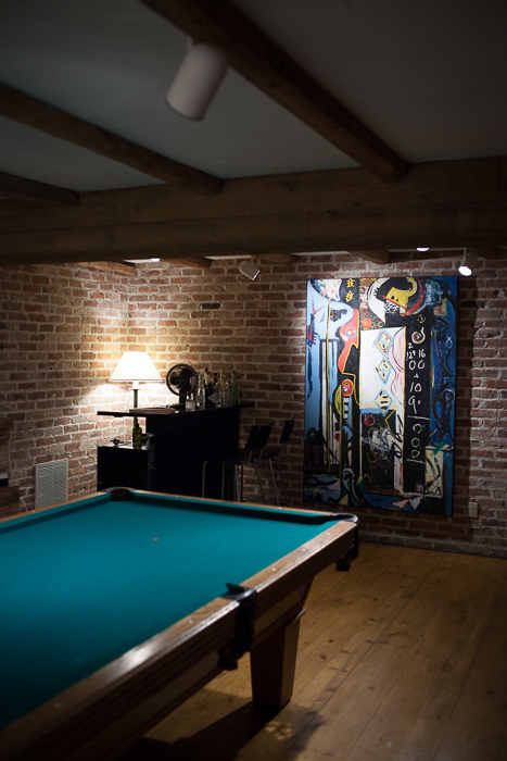 The basement at Two Barns has a pool at wet bar, the home of Literary Agent Ed Victor. Bridgehampton, NY
