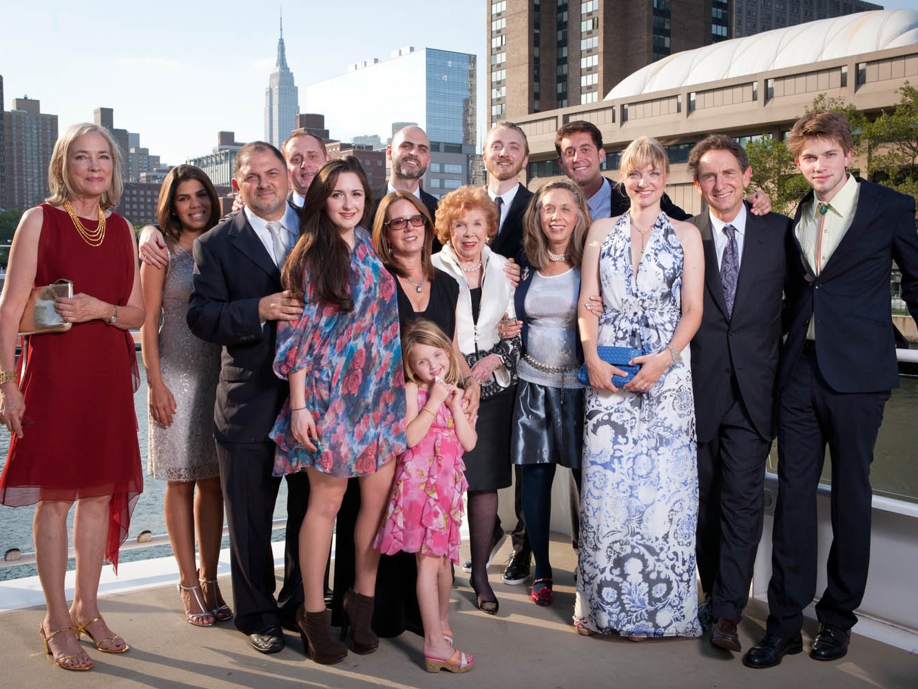 Gay couple have upscale wedding on yacht sailing around Hudson River NYC.