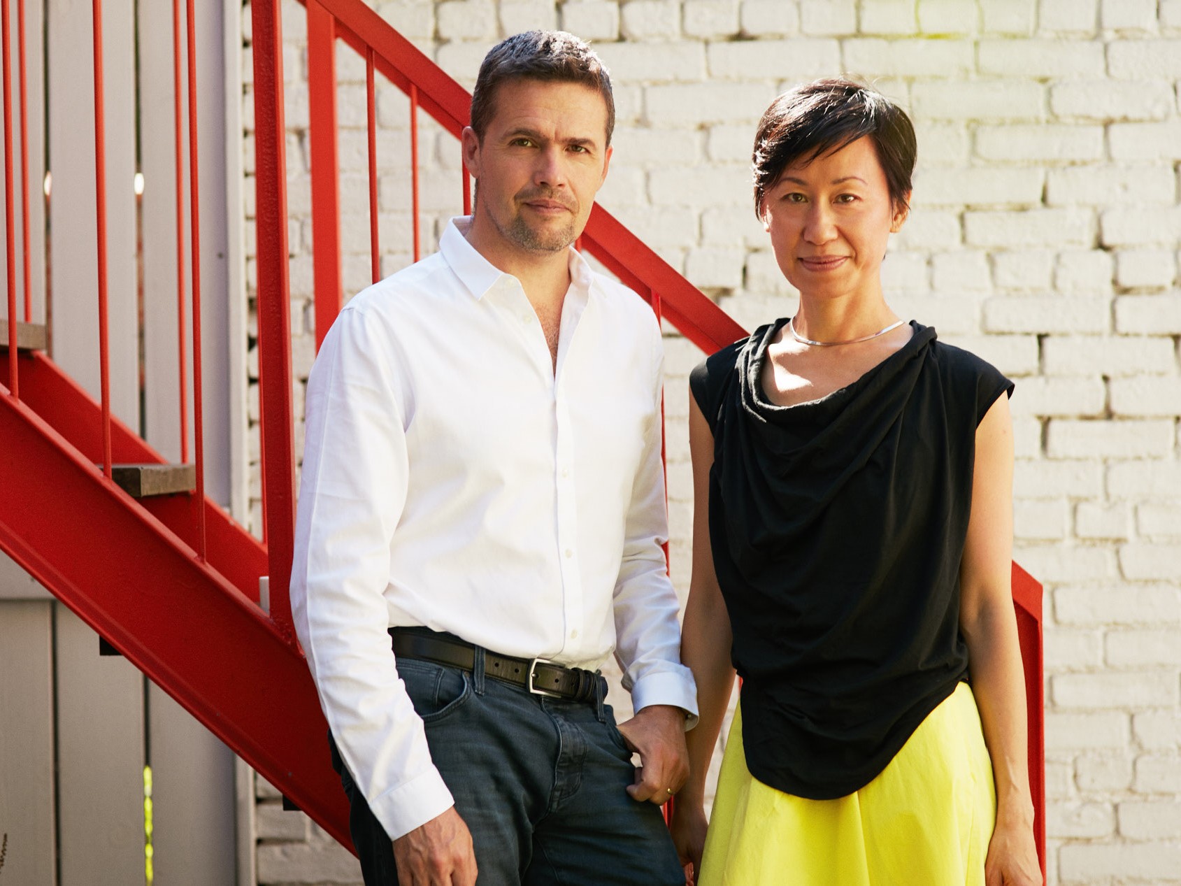 Dallas Headshots | Creative Business Portraits of nArchitects Founders Eric and Mimi in Brooklyn Backyard