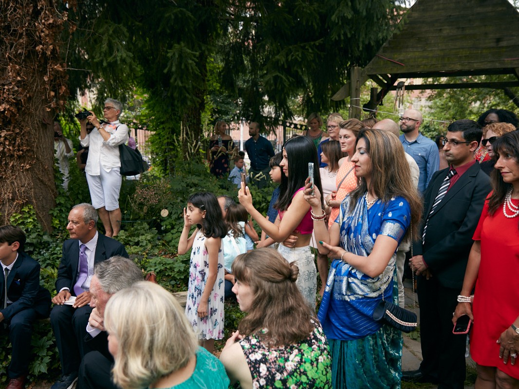 Interracial couple has Indian wedding and married in community gardens in NYC