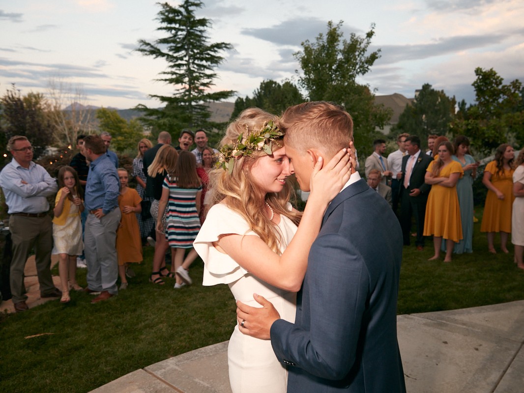 Young LDS couple have first wedding dance after being married in a Mormon temple Utah