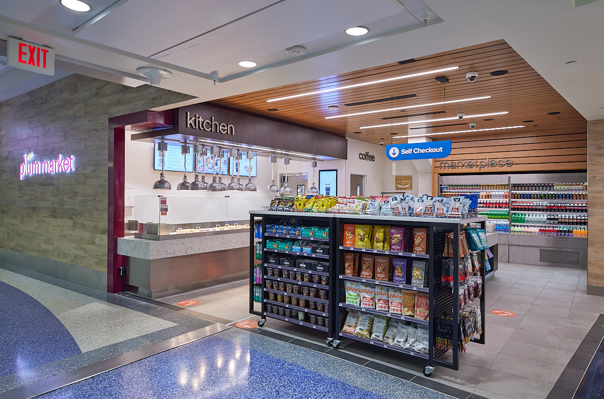 Modern Interiors of DFW Airport Retailer Plum Market | Dallas Architecture Photographer