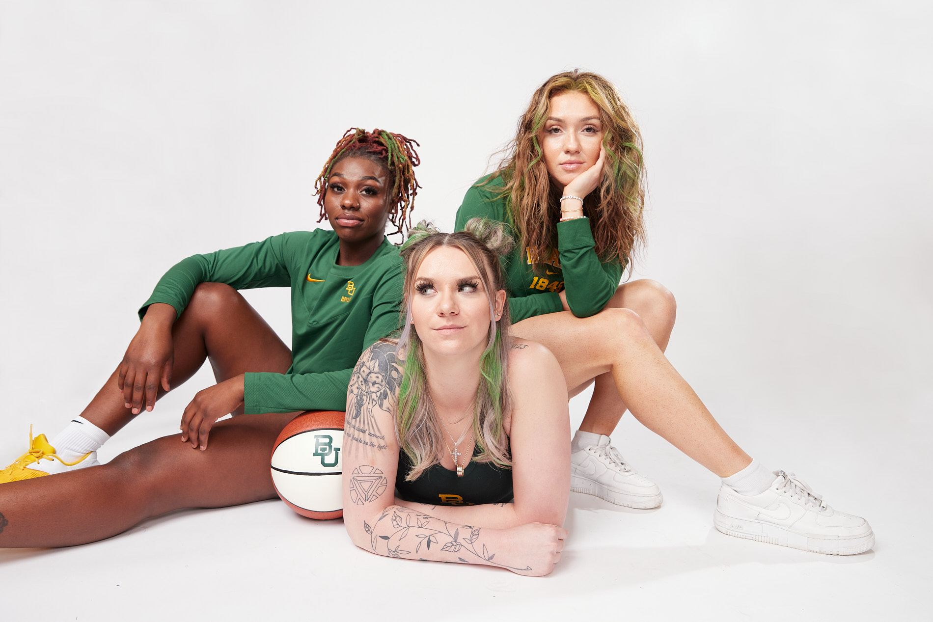 Branding Campaign for Baylor Women's Basketball Team With Hally Hair Green Color Stix in Hair