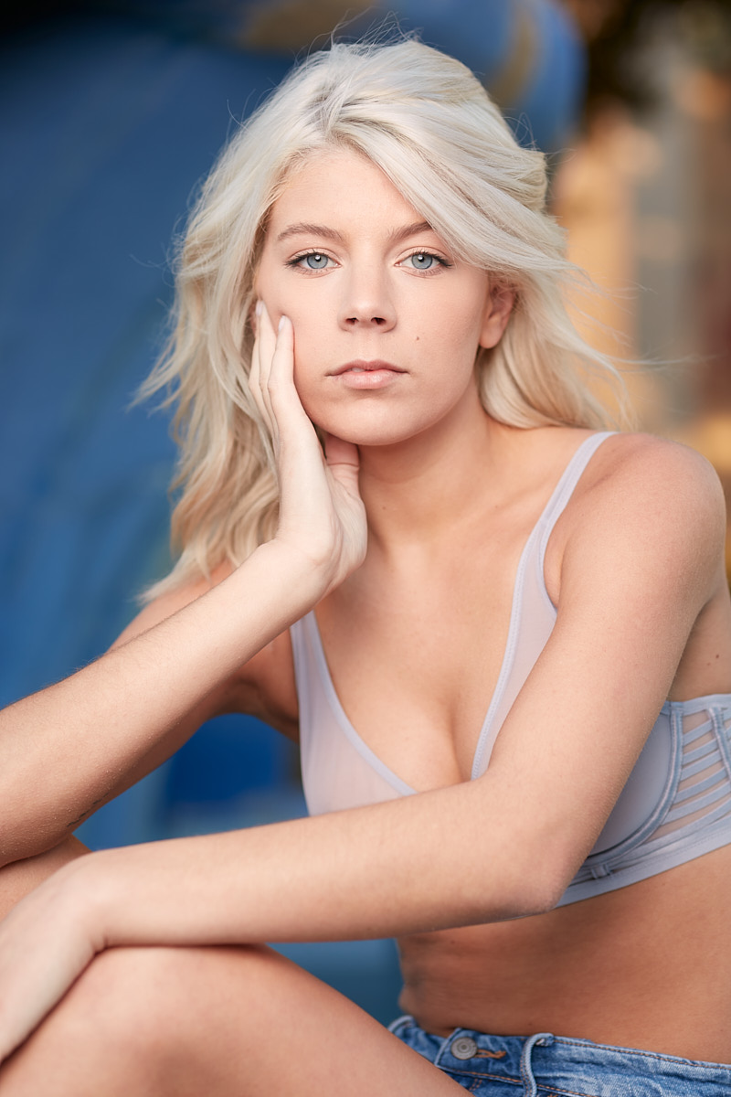Close-up Portrait of Young Blonde Woman at Fairgrounds - Dallas Portrait Photographer