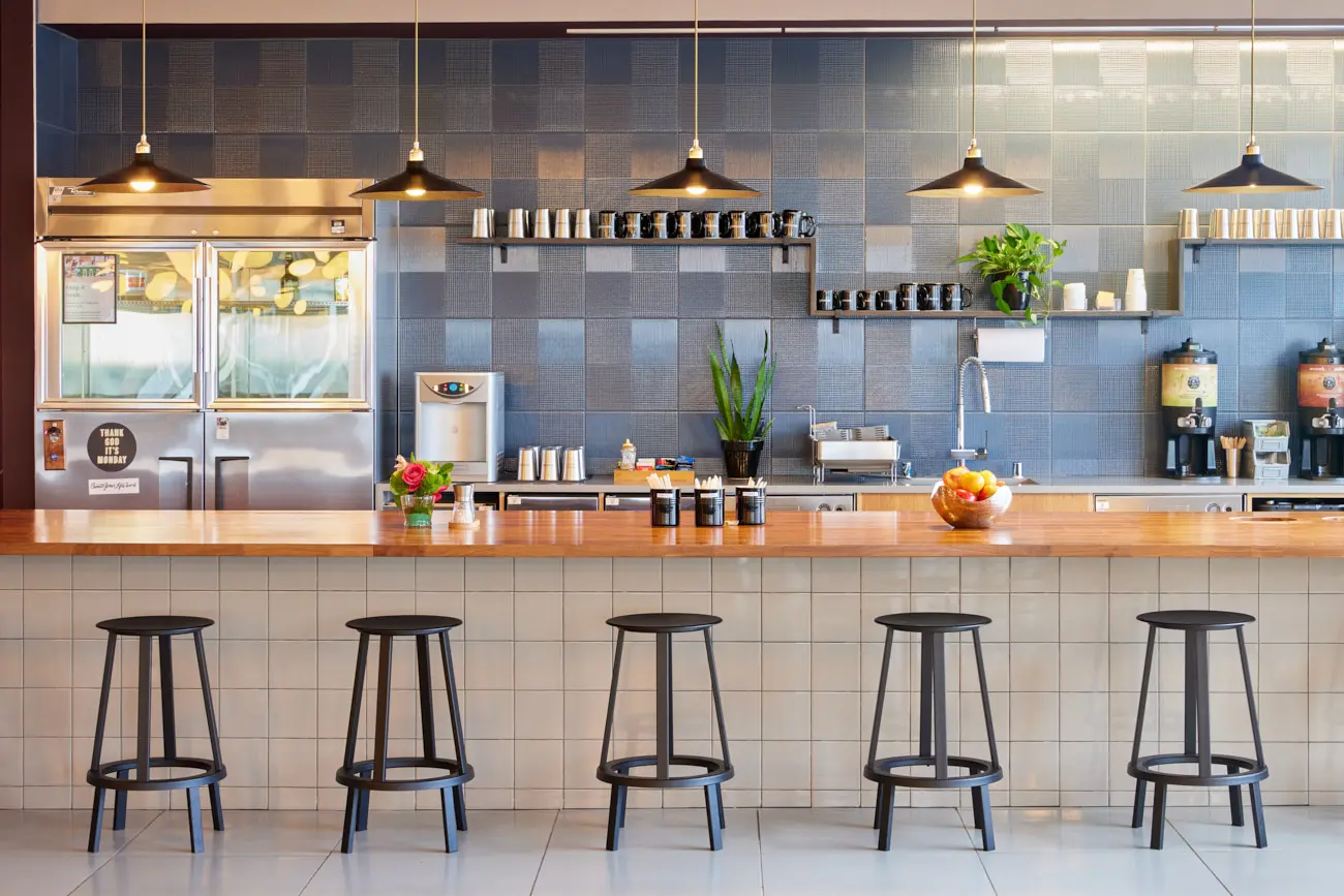 Dallas Architecture Photographer - Interior of Kitchen Area at WeWork Office